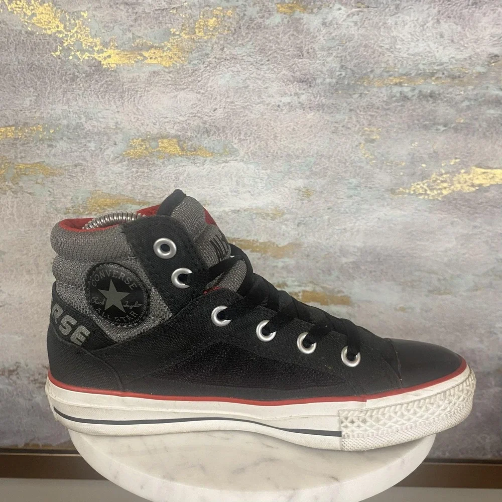 Converse Chuck Taylor All Star Shoes Youth Size 4 Black Red High Top Sneakers